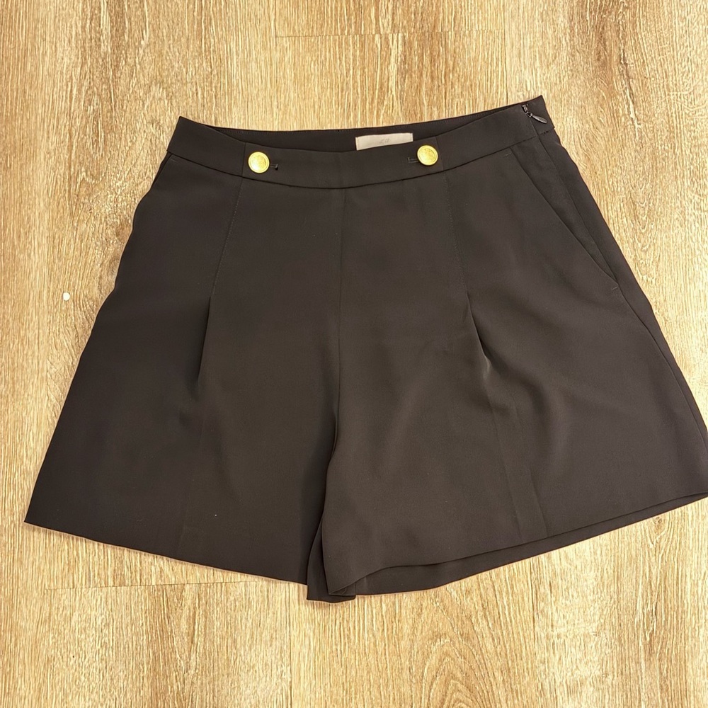 H&M Black High-Waisted Shorts – Gold Button Detail, NWT, Size 6